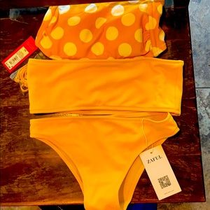 Yellow swimsuit W two tops